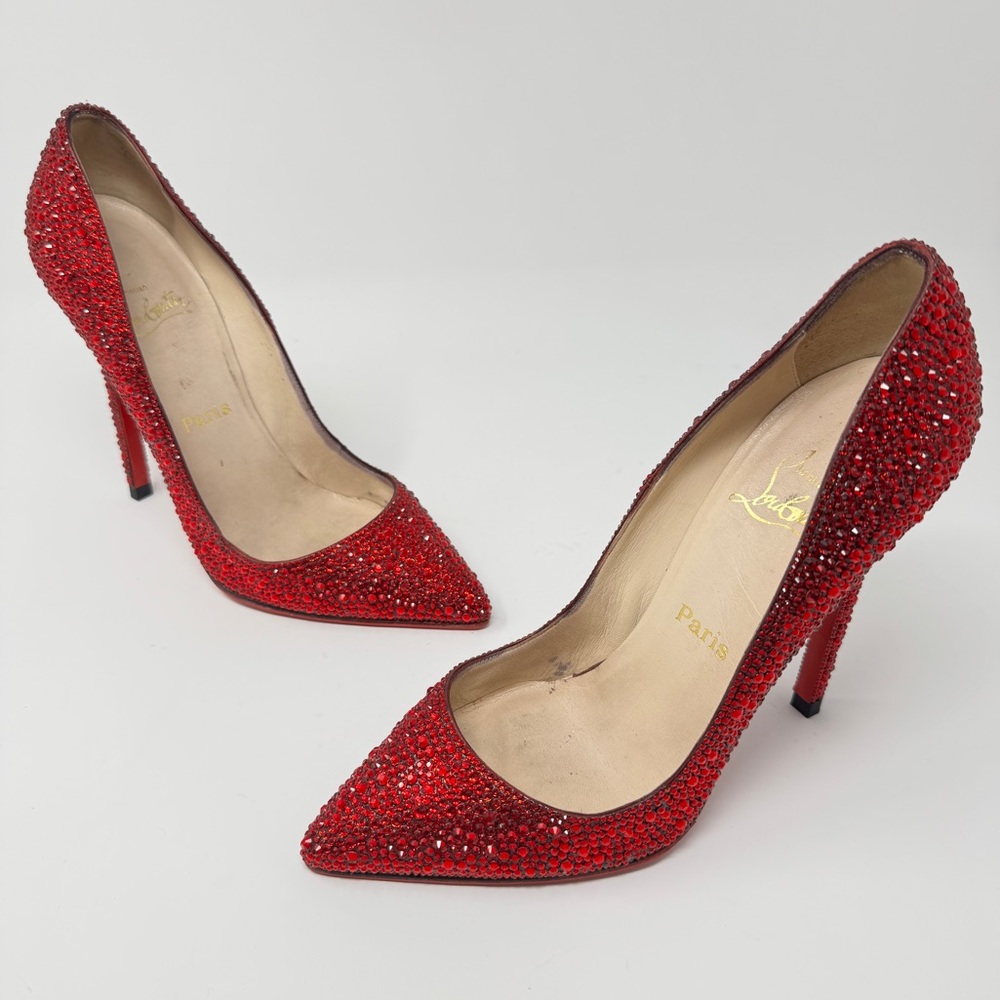 Christian Louboutin Pigalle Pumps in Red Swarovski Custom Strassed Crystals 39